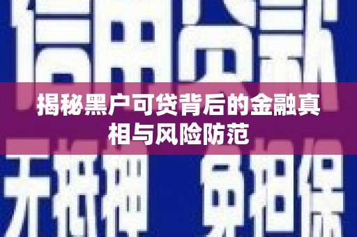彝良揭秘黑户可贷背后的金融真相与风险防范