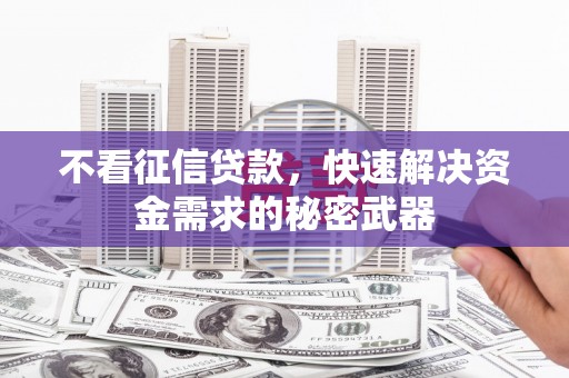 彝良不看征信贷款，快速解决资金需求的秘密武器