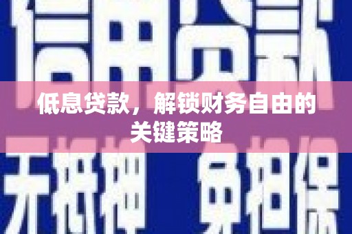 彝良低息贷款，解锁财务自由的关键策略