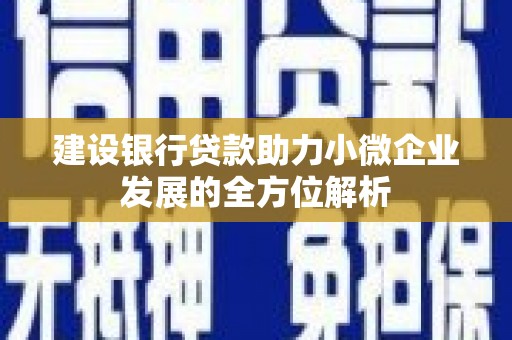 彝良建设银行贷款助力小微企业发展的全方位解析