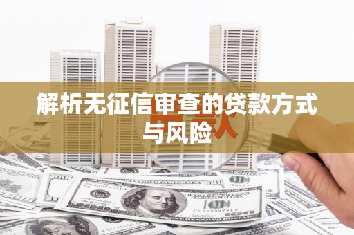 彝良解析无征信审查的贷款方式与风险